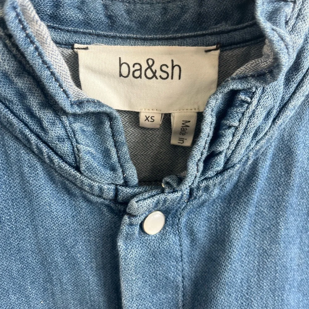 ba&sh Light Blue Ruffle Denim Top - Picture 4 of 9